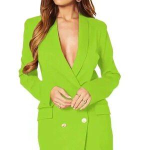 Unique 21 LUXE STAIN BREASTED ASYMMETRIC BLAZER DRESS IN LIGHT GREEN size S